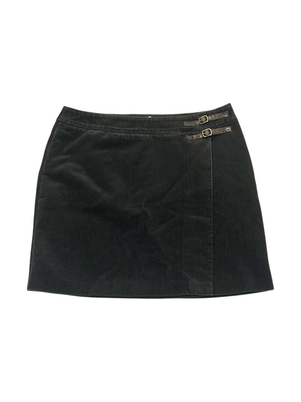 Boden Corduroy Buckle Wrap Mini Skirt Charcoal Grey Size US 12R